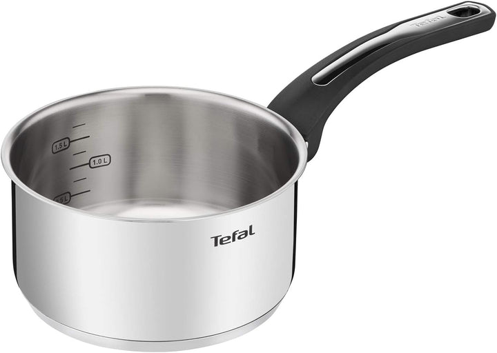 Tefal Emotion E3012904 Stielkasserolle, 18 cm, Edelstahl, dicker Boden für eine gleichmässige Wärmev
