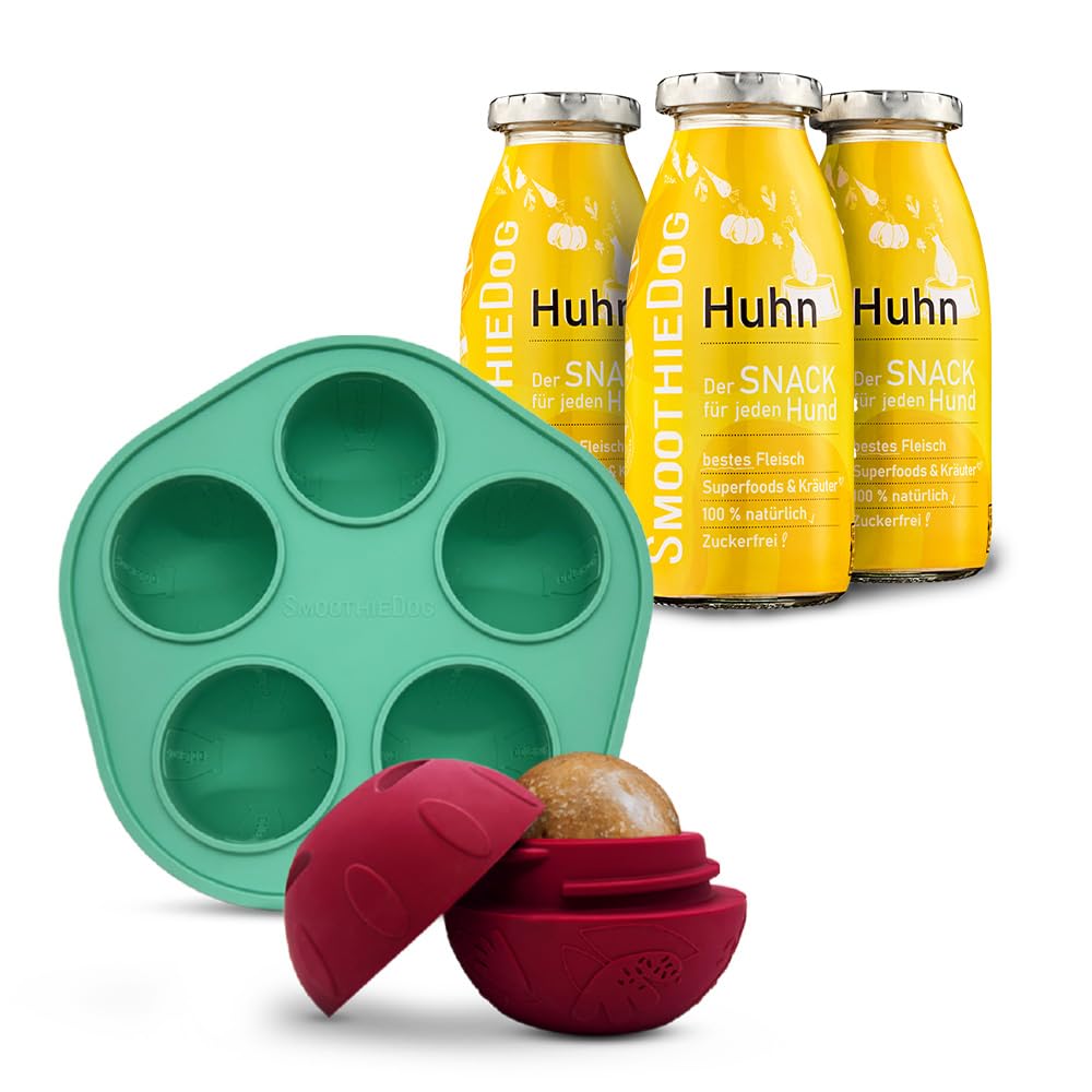 SmoothieDog Schleckball Hundesmoothie 3er Huhn - Schleckball für Hunde, Snackball, zur Beschäftigung