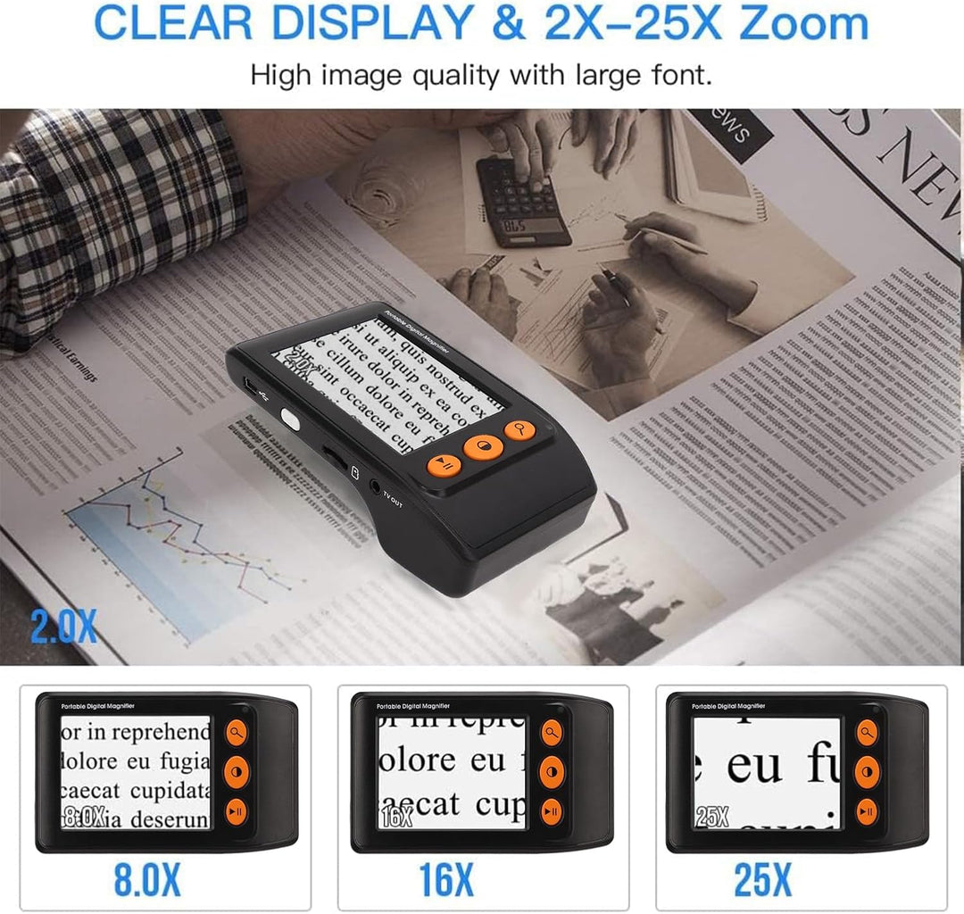 Digitale Videolupe, Hand-Digital-Videolupe Mit 3,5-Zoll-LCD, 2- Bis 25-fachem Zoom Für Verbesserte L