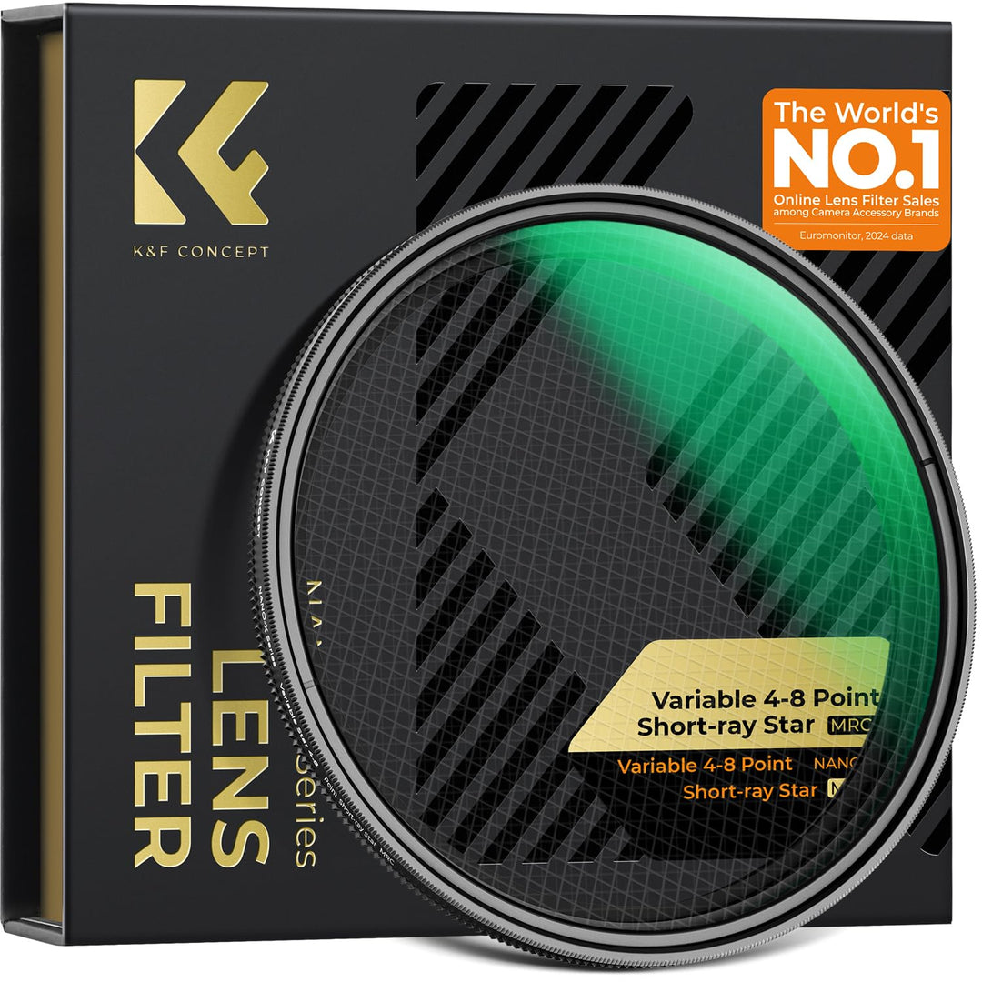 K&amp;F CONCEPT 77mm Variabler Kurzstrahl-Sternfilter 4&amp;8 Punkte Dezenter Glanz, 77mm