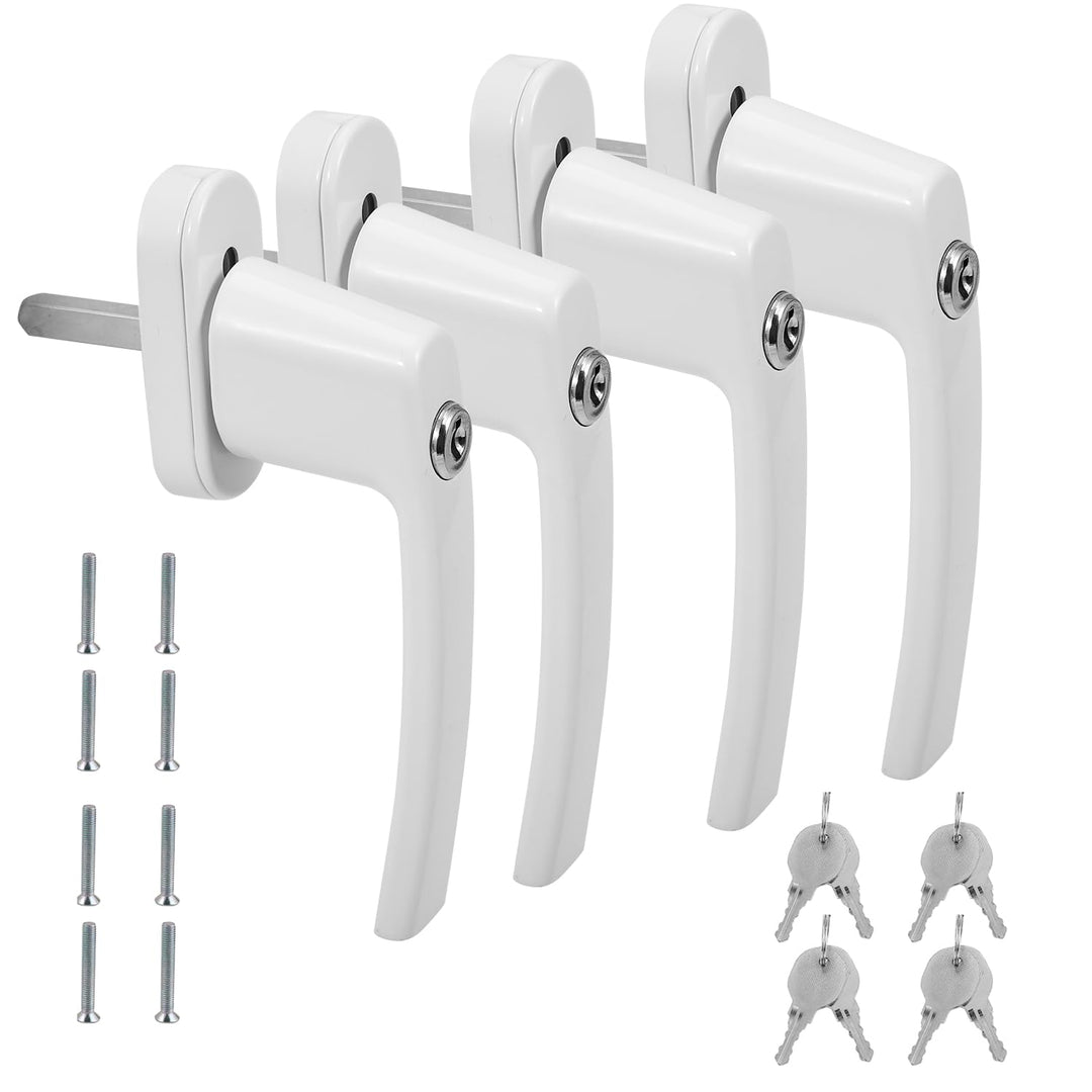 Eulenke Abschliessbarer Sicherheitsfenstergriff - 4er Pack Weiss inklusive 8 Schlüssel und Schrauben