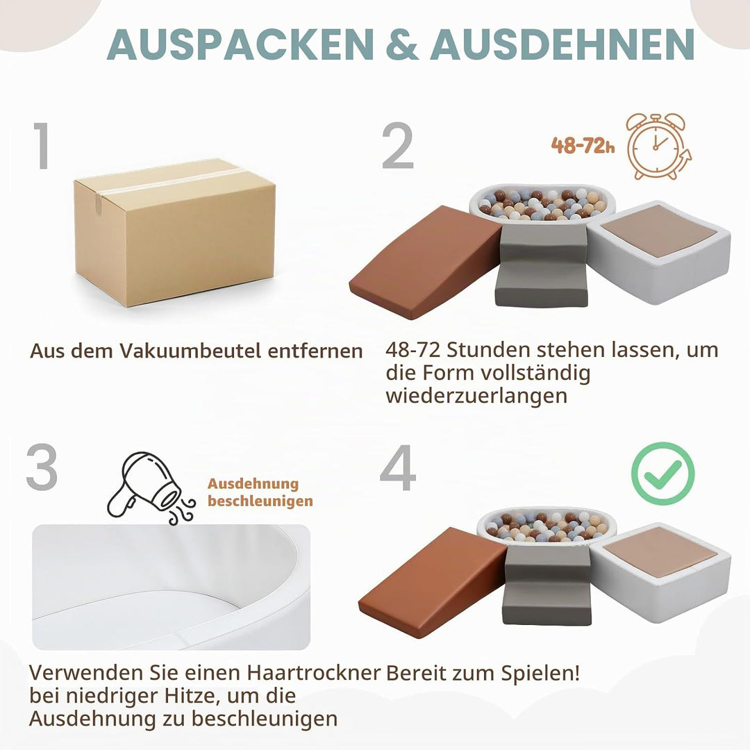 Schaumstoff Bausteine Kinder Klettern Indoor: 5 Softbausteine Riesenbausteine Spielbausteine mit Bäl