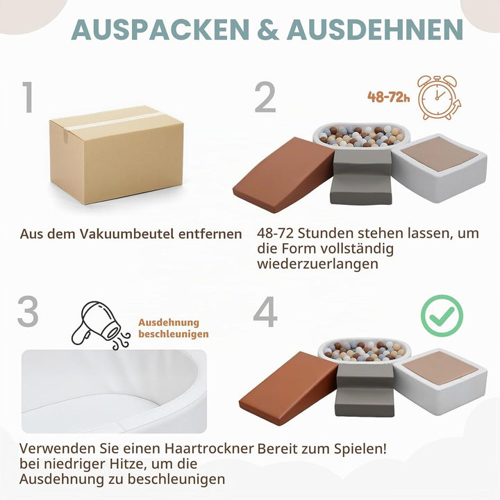Schaumstoff Bausteine Kinder Klettern Indoor: 5 Softbausteine Riesenbausteine Spielbausteine mit Bäl