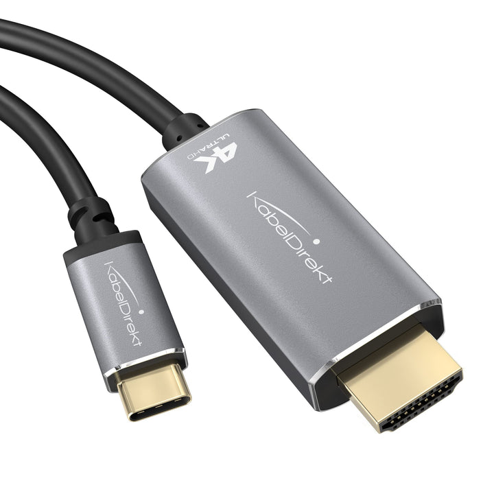 KabelDirekt – USB C auf HDMI Adapter Kabel mit bruchfesten Metallsteckern – 2m (überträgt 4K-Video b