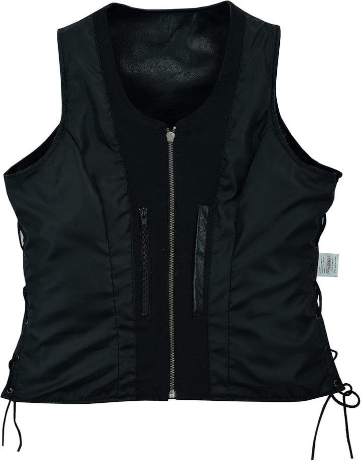 Leatherick Damen Lederweste der echte spitzenkorn-büffel Leder ärmellose jacke / weste schwarz M Sch