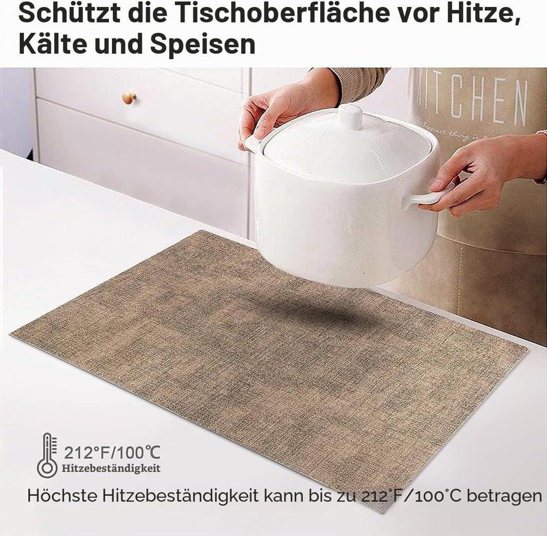Leder Hitzebeständige Tischsets 6er Set Wasserdicht Abwischbar Waschbar PU Tischsets,Leicht zu Reini