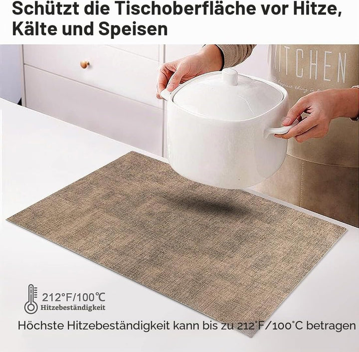 Leder Hitzebeständige Tischsets 6er Set Wasserdicht Abwischbar Waschbar PU Tischsets,Leicht zu Reini