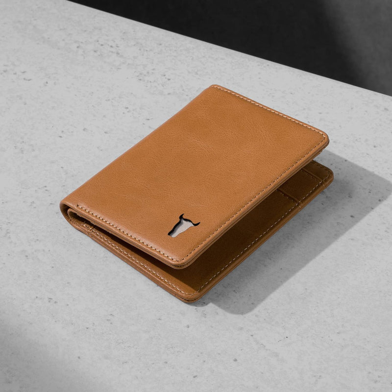 TORRO Herren Geldbörse - Premium-Echtleder-Geldbörse mit RFID-Schutz Slim Bi-Fold Hellbraun, Slim Bi