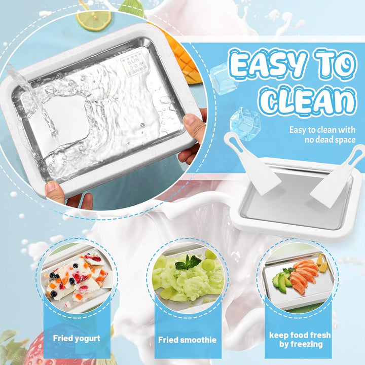 Jeinbuil Eisplatte zum eis machen Eiscreme Roller Maker Pan mit 2 Spateln Kleine Instant Rolled Ice