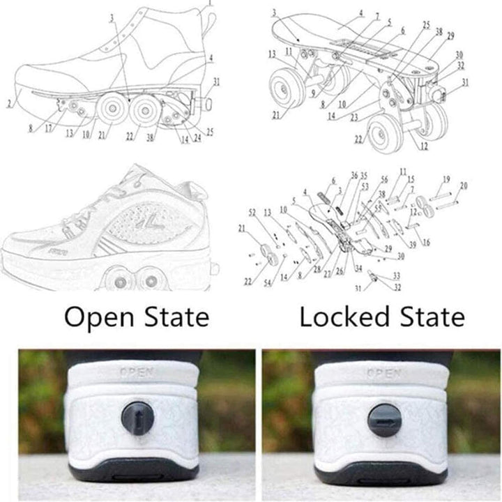 Roller Skate Shoes Rollschuhe Schuhe Mit Rollen Skateboardschuhe,Inline-Skate, verstellbar Damen Sch