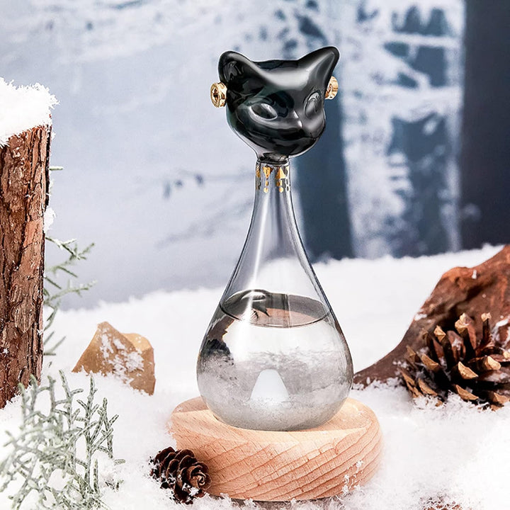 Sturmglas Wetterstation, Wettervorhersage-Flasche in Katzengestalt, Wetter Barometer Glas Tropfen mi