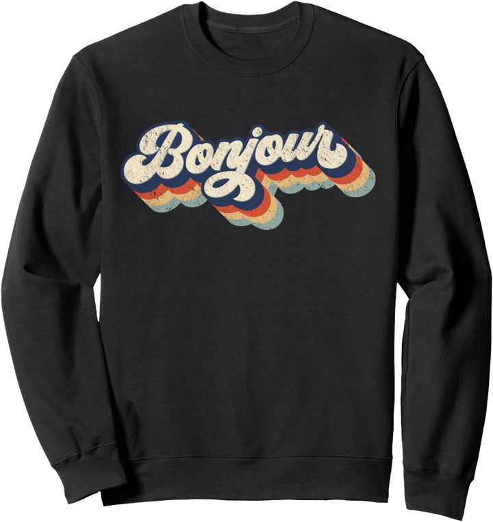 Bonjour Damen Retro Vintage Stil Grafik Design Sweatshirt