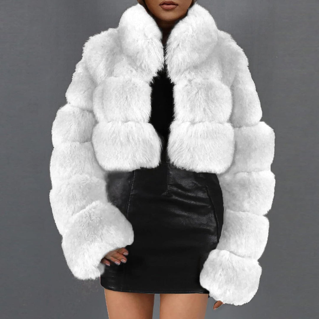 TRIGLICOLEUM Kunstpelz Mantel Damen Dickes Warme Winterjacke Kurz Kunstpelz Jacke Langärmlig Plüschj