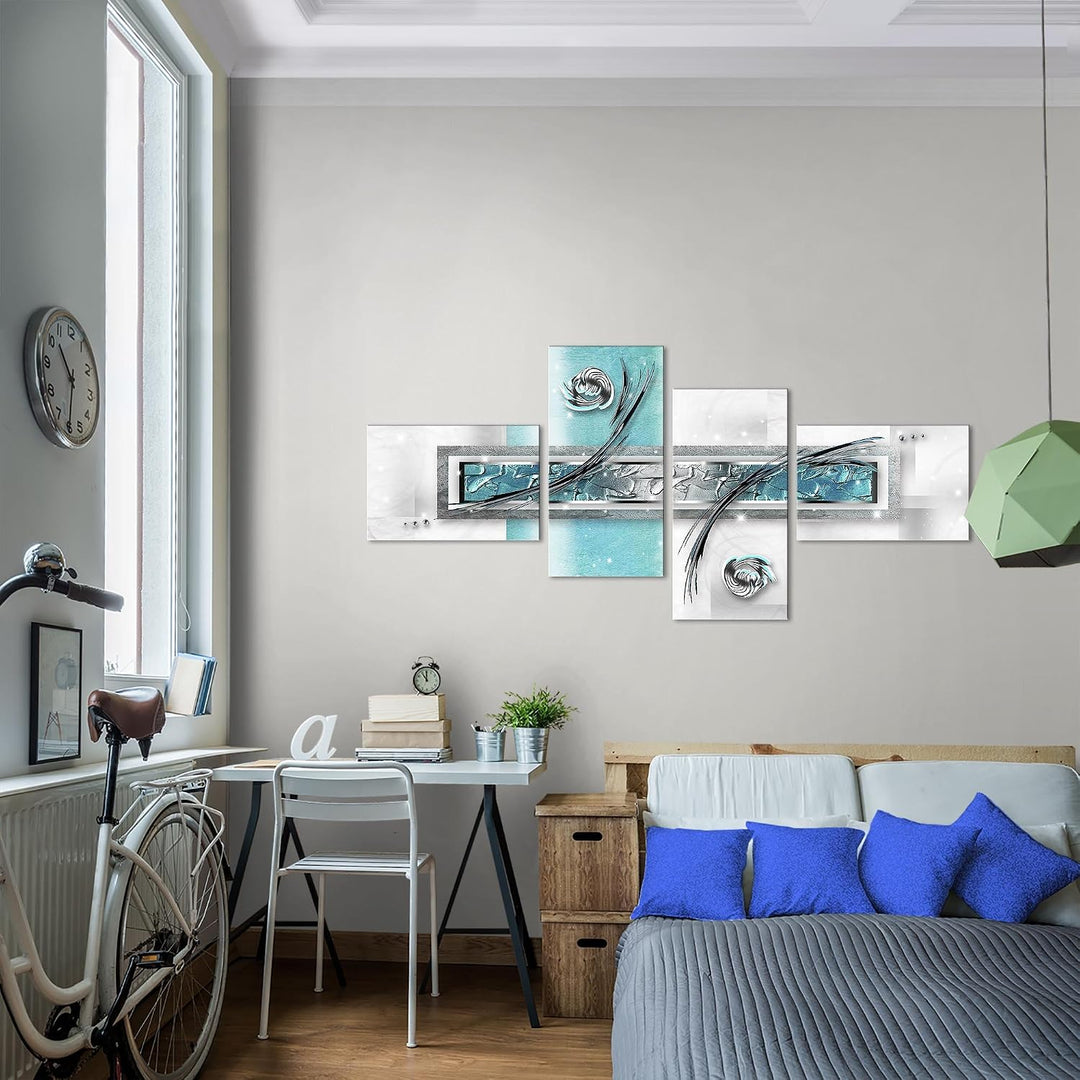 Runa Art Bild XXL 4 Teilig Abstrakt 200 x 100 cm Kunstdruck auf Vlies Leinwand Wanddeko Wohnzimmer S