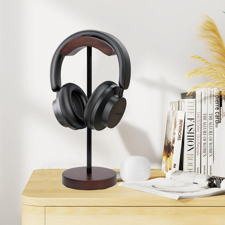 Kopfhörer Ständer Holz, Wood Headset Halterung aus Walnussholz und Metall mit Anti Rutsch Pad für Al