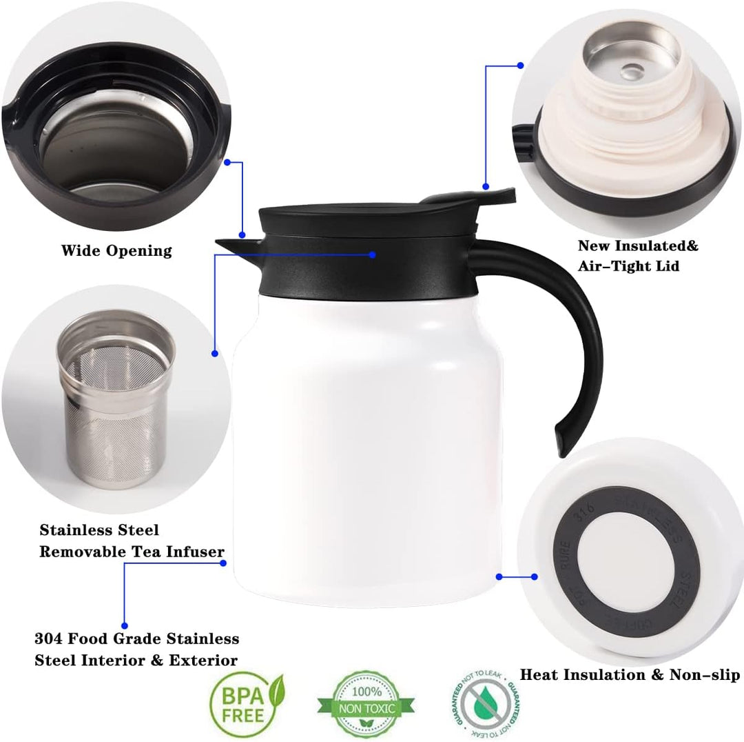 Thermo-Kaffeekaraffe mit Tee-Ei, doppelwandig, mit LED-Display, Edelstahl, Teekaraffee, Teekanne, 12