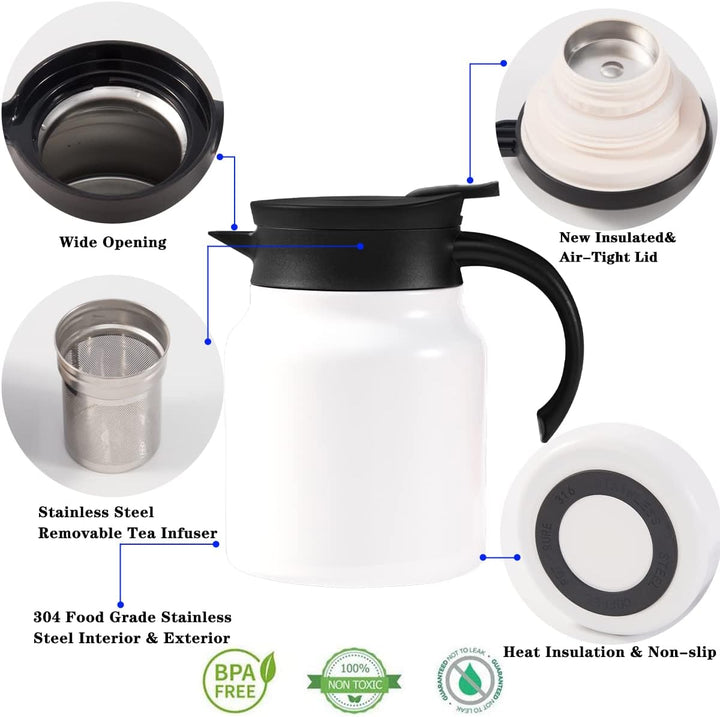 Thermo-Kaffeekaraffe mit Tee-Ei, doppelwandig, mit LED-Display, Edelstahl, Teekaraffee, Teekanne, 12