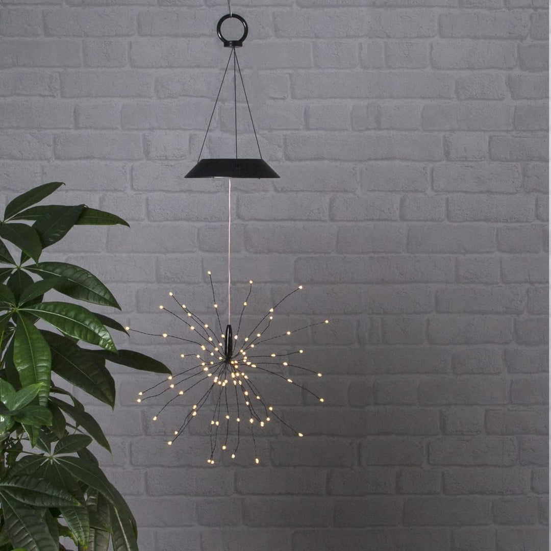 MARELIDA LED Solar Gartendeko Feuerwerk - 90 warmweisse LED - H: 45cm D: 26cm - Dämmerungssensor - h