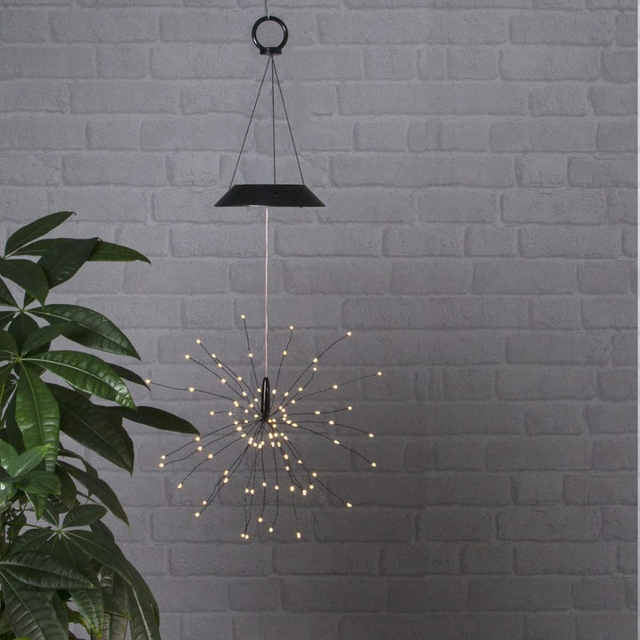 MARELIDA LED Solar Gartendeko Feuerwerk - 90 warmweisse LED - H: 45cm D: 26cm - Dämmerungssensor - h