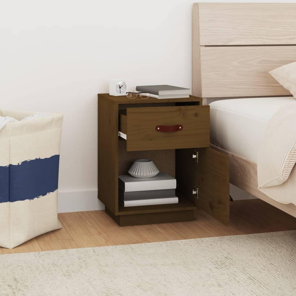 FIRBNUS Bedside Table Nachtkonsole Beistelltisch mit Stauraum Night Stand Nachttisch Honigbraun 40x3