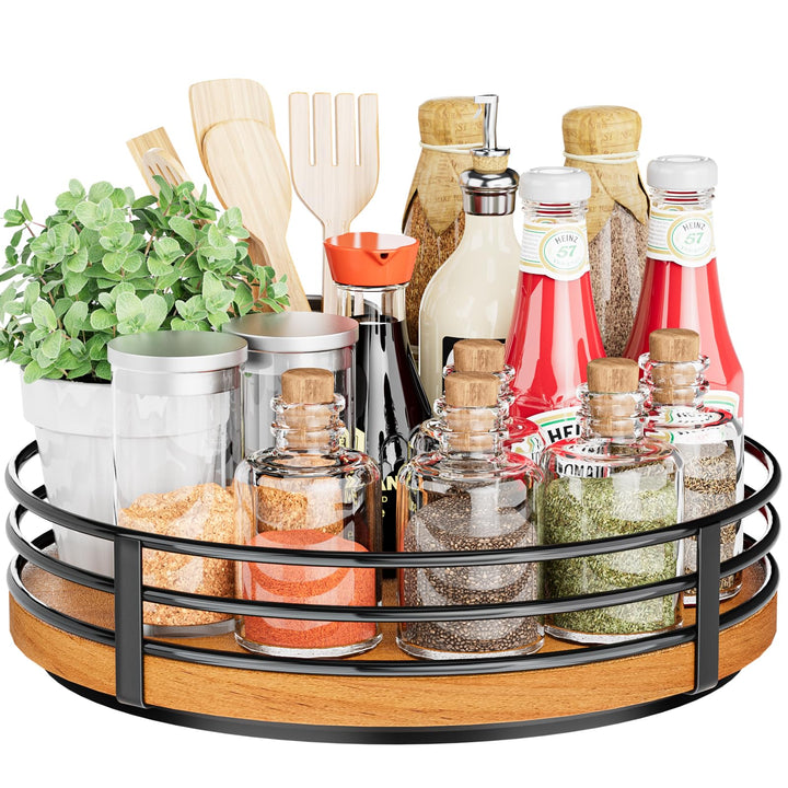 Lazy Susan Drehteller-Organizer aus Holz, rund, 25,4 cm, für Schrank, Küche, Arbeitsplatte, Esstisch