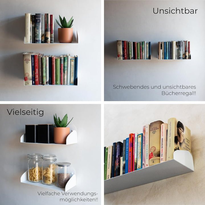MILUKA Set 2 Wandregal Weiss 40 X 16 cm | Bücherregal Wand Ideal für Regal Wand Deko, Kinderzimmer D