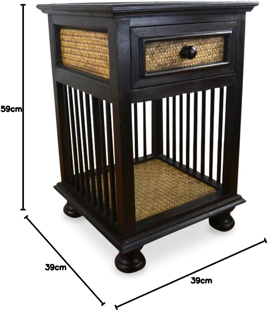 livasia Rattanschränkchen mit Schublade, Nachttisch, Beistellschrank, Badezimmerschränkchen(Nr.40)