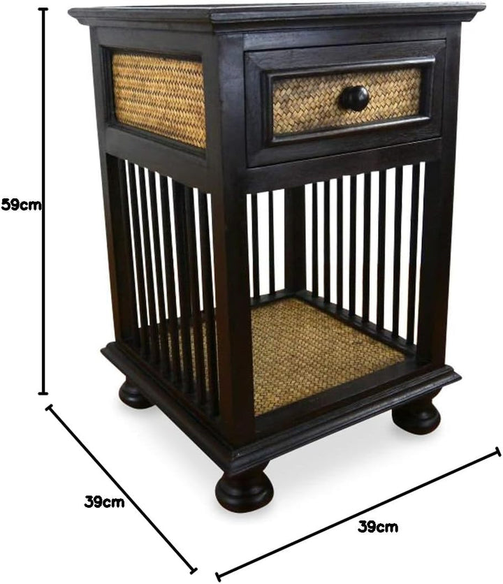 livasia Rattanschränkchen mit Schublade, Nachttisch, Beistellschrank, Badezimmerschränkchen(Nr.40)