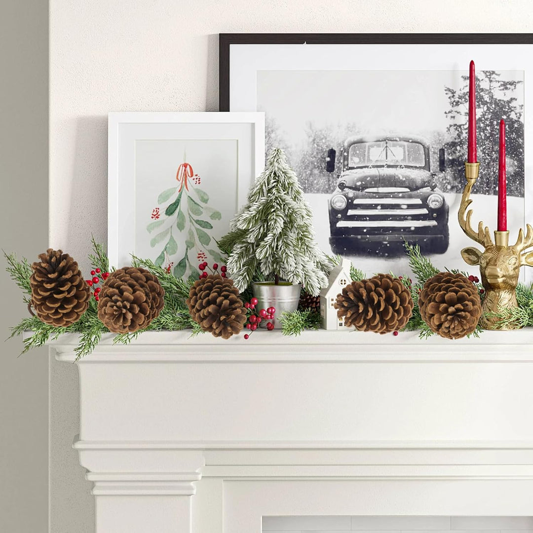 24 Stück Tannenzapfen Gross,11-14cm Kiefernzapfen,Zapfen zum Basteln für Weihnachtsbaum,Weihnachten,