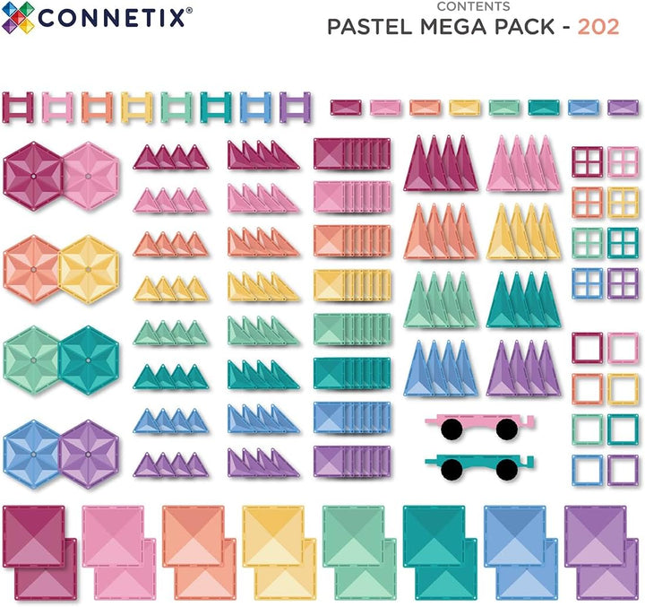CONNETIX Magnetische Fliesen Pastell Megapackung, 202 Stück