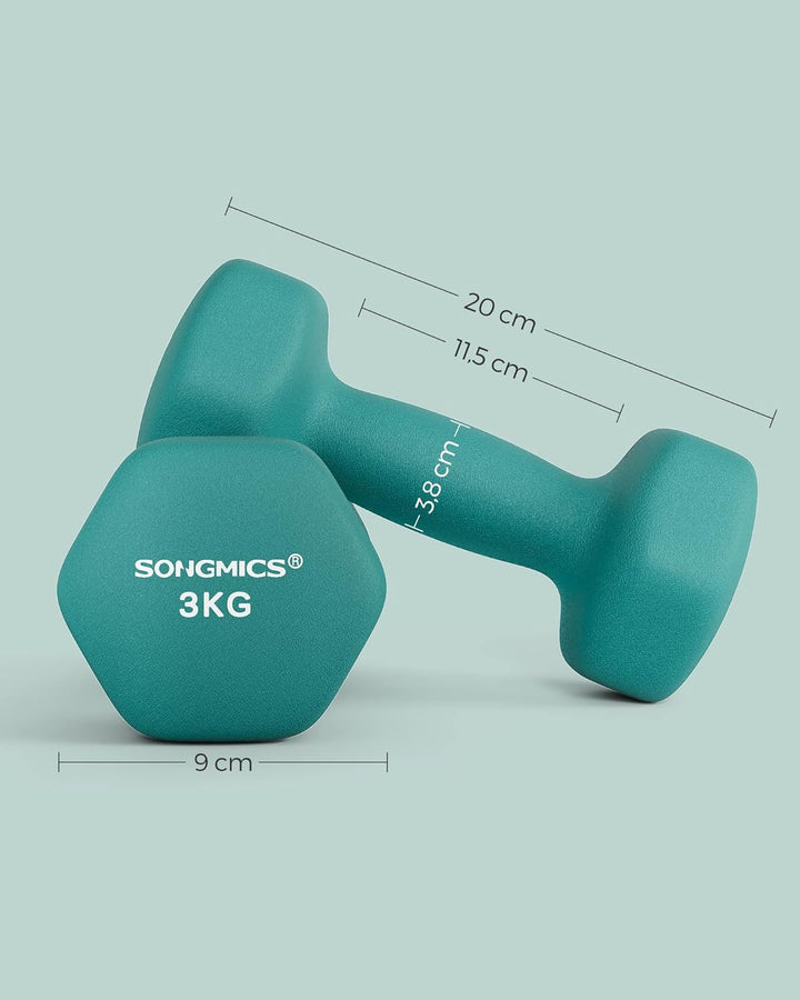 SONGMICS Hanteln, 2er Set,Hantelset, Kurzhanteln, Hexagon, Neopren-Beschichtung, Krafttraining, Work