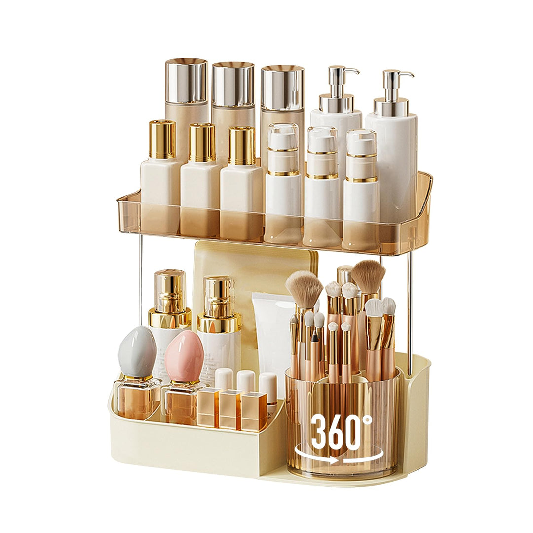 DASITON Make Up Kosmetik Organizer, 360° drehbarer Make Up Pinsel Organizer, Schmink Aufbewahrung fü