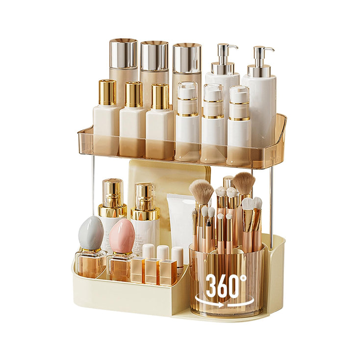 DASITON Make Up Kosmetik Organizer, 360° drehbarer Make Up Pinsel Organizer, Schmink Aufbewahrung fü