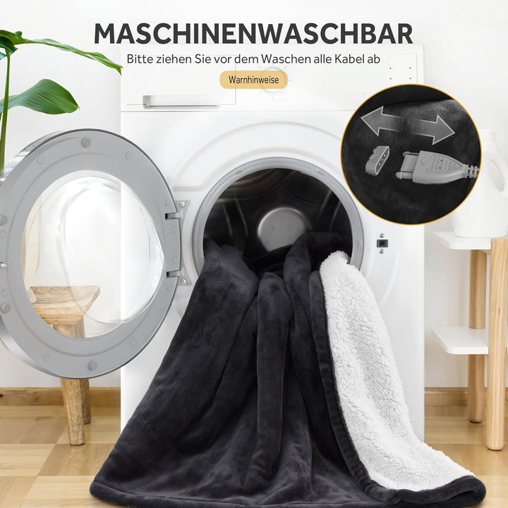 Heizdecke 150×200 cm Flanell Sherpa Mit Abschaltautomatik, 6 Temperaturstufen, Überhitzungsschutz -