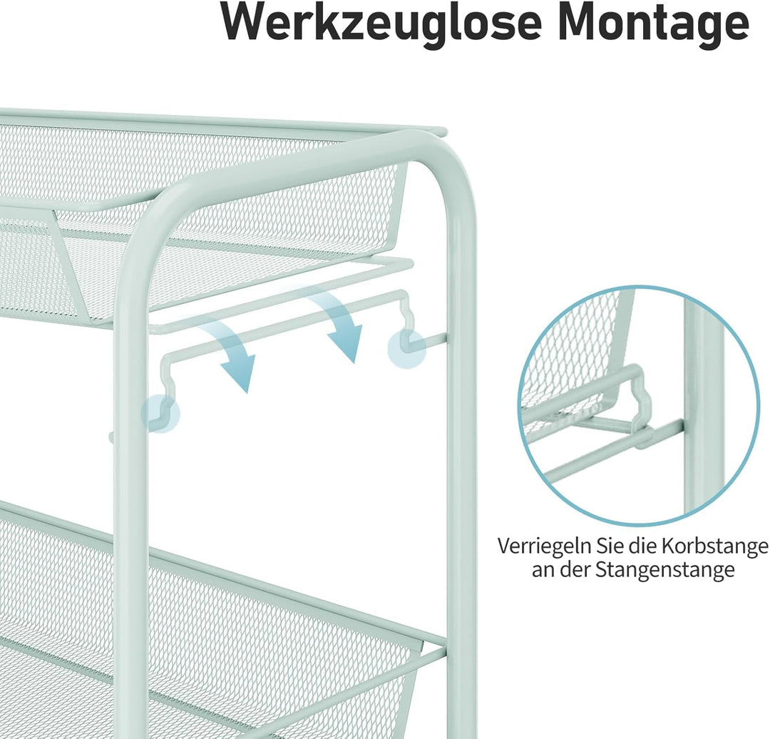 Urackify 3-stöckiger Rollwagen, Multifunktionaler mobiler Küchenwagen für Bad, Küche & Waschküche. R