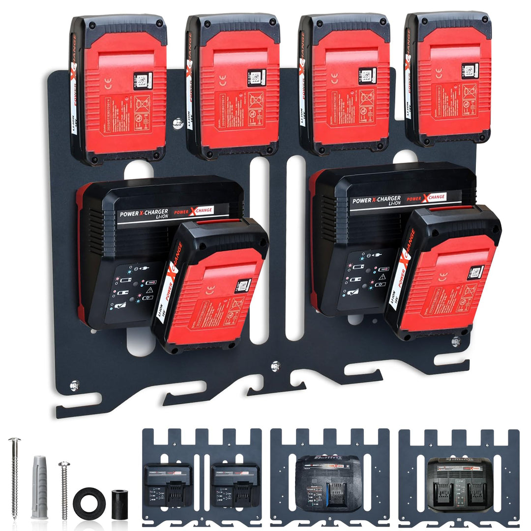 TOPOWN 3in1 Pro Wandhalterung für Einhell Ladegeräte und 18V Akku, für Power X-Change Charger, Twinc