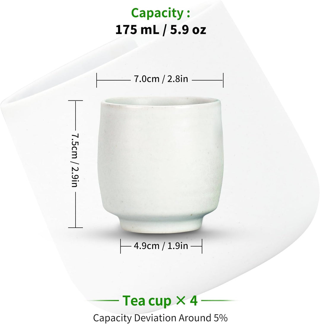 TEANAGOO Chinesische Teetassen, 165 ml, Ruware, Elfenbeinweiss, 4 Stück/Box, TC07, asiatische Teetas
