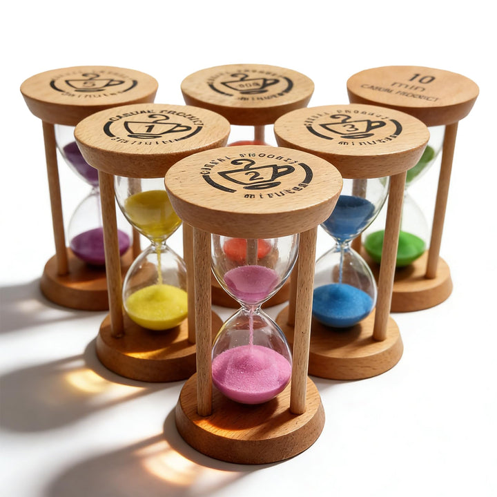 6 Stück Sanduhr Timer Set, Sanduhren 30s/1/2/3/5/10 Minuten, Holz Sanduhr Klein Klassenzimmer, Zeitm
