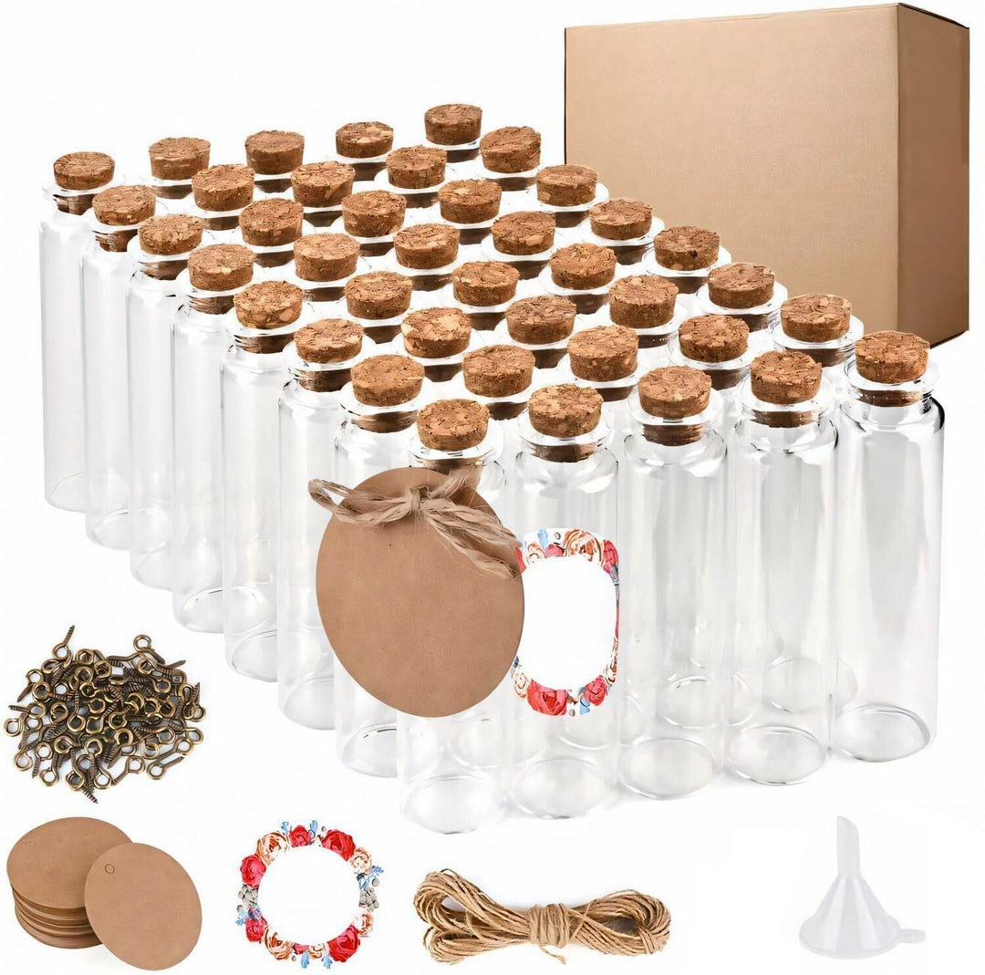 40 Stück 20ml Mini Korkstopfen Glasflaschen,Kleine Reagenzglas mit Korken,Mini Reagenzgläser Kleine