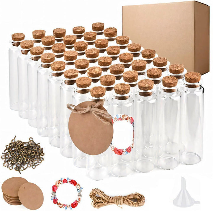40 Stück 20ml Mini Korkstopfen Glasflaschen,Kleine Reagenzglas mit Korken,Mini Reagenzgläser Kleine