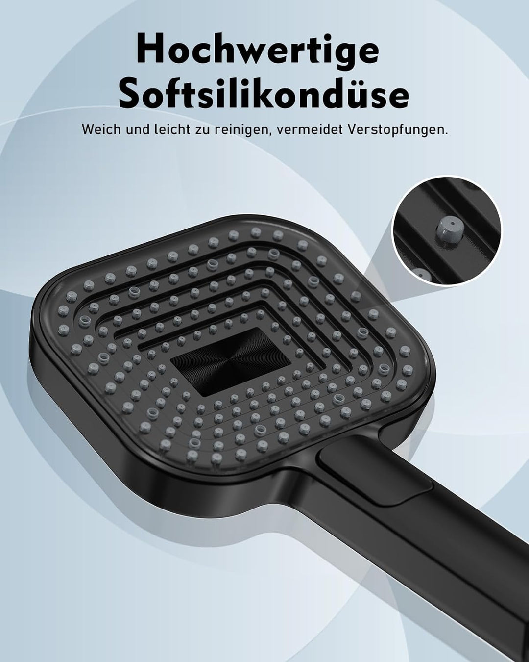 Buycard Duschkopf Schwarz,Duschkopf Gross(Φ135mm) mit 3 Strahlarten, Duschbrause für Duschkopf Wasse