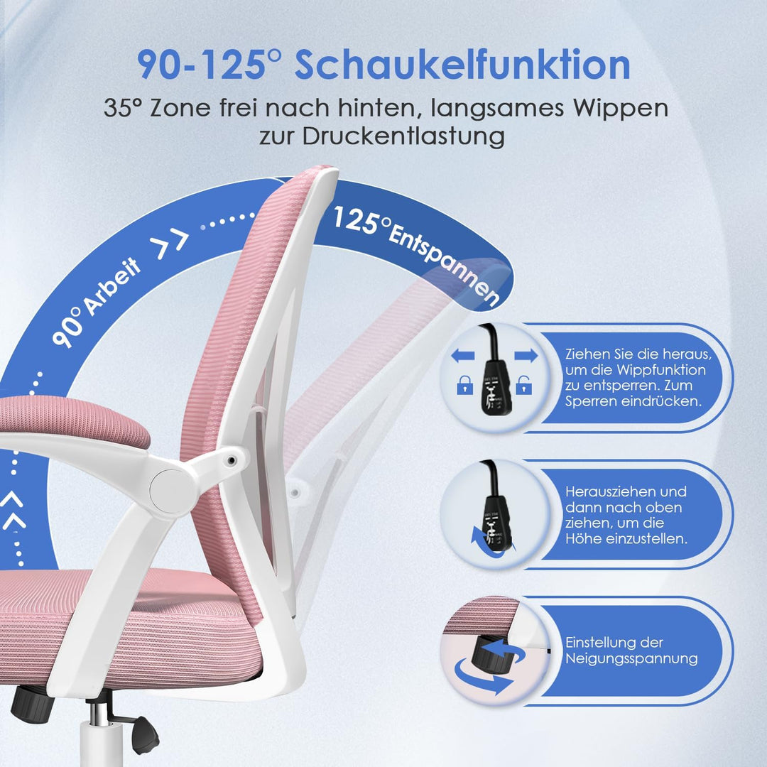 Hinonde Bürostuhl, Bürostuhl Ergonomisch,Höhenverstellbare Bürostühle,Drehstuhl mit Lendenwirbelstüt