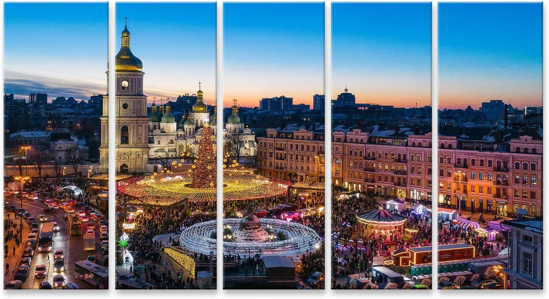 islandburner Bild auf Leinwand Schöne Aussicht Weihnachten Sophia Platz Kyiw Ukraine Haupt Kyiw Neuj