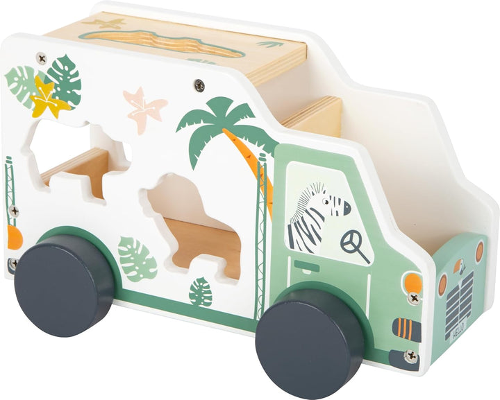 small foot Steckspiel Spielauto "Safari" Motorikspielzeug aus Holz mit 5 Steckfiguren, ab 1 Jahr, 11