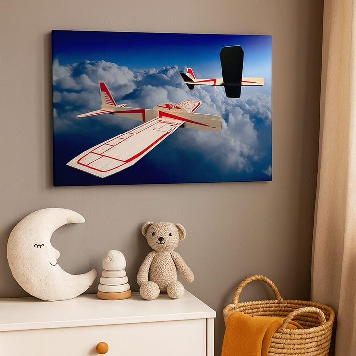 Bilder auf Leinwand 100x70cm Leinwandbild Segelflugzeuge fliegen hoch Modell Gross Wanddeko Bild Sch