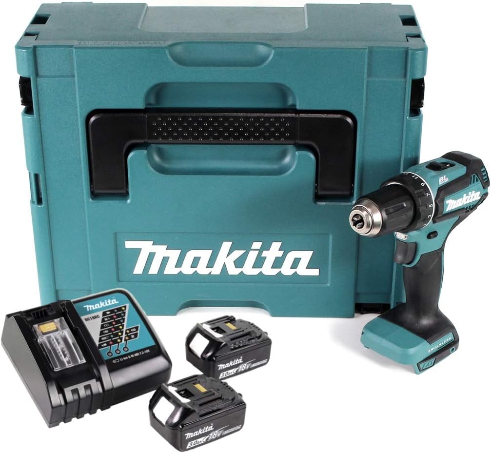 Makita DDF 485 RFJ 18 V Akku-Bohrschrauber mit 2 Akku 3 Ah + Ladegerät im Makpac