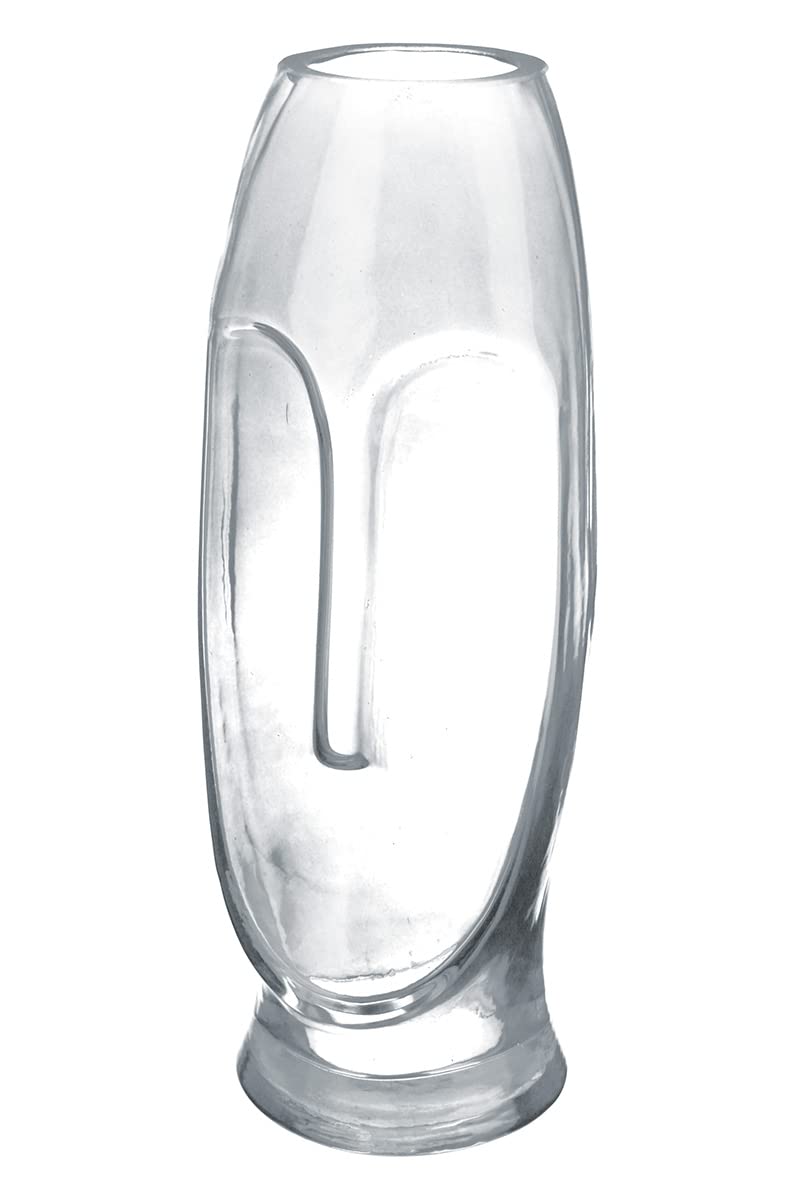 Casablanca Deko Glas Vase - Gesicht Vase - Dekoration Wohnzimmer - Höhe 30 cm Höhe 30 cm Grau, Höhe