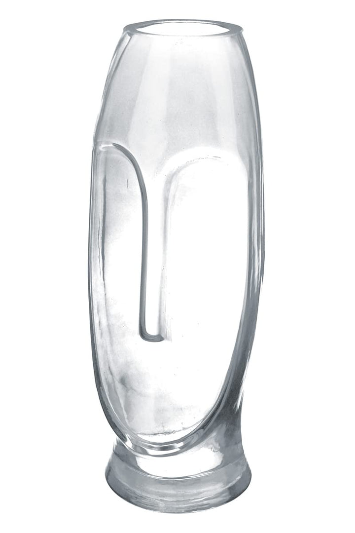 Casablanca Deko Glas Vase - Gesicht Vase - Dekoration Wohnzimmer - Höhe 30 cm Höhe 30 cm Grau, Höhe
