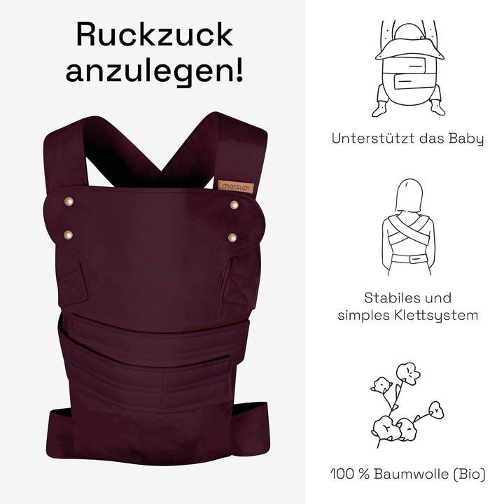 marsupi Babytrage Classic 2.0 – leichte Babytrage für Neugeborene ab 3,5 kg und Kleinkinder bis 15 k