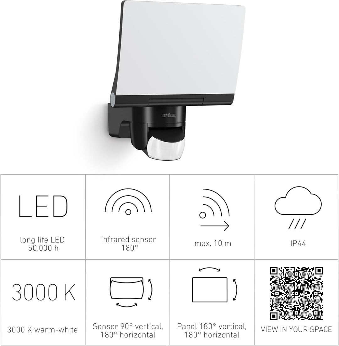 Steinel LED-Strahler XLED Home 2 XL S schwarz, 2124 lm, 180° Bewegungsmelder, 19,3 W, voll schwenkba